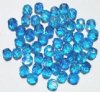 50 6mm Faceted Tri Tone Crystal, Aqua, & Blue Beads